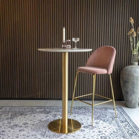 Table de bar ronde aspect marbre ø70 cm TORANO (1/5)