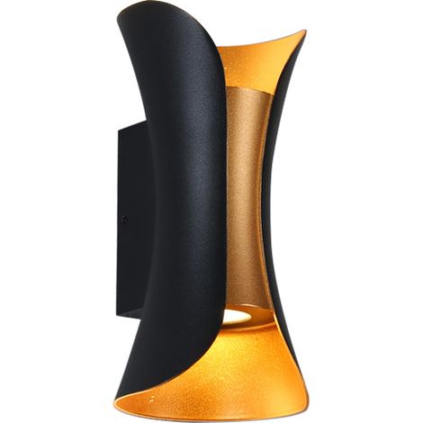 12W Badezimmerspiegelfront, LED-Spiegelfrontwandleuchte, Schwarz plus Gold, warmweißes Licht
