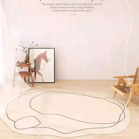 Tapis simple, épais, dense, inodore et lavable en machine, pour salon, forme irrégulière, blanc laiteux, 60 x 120 cm / 23,6 x 47,2 pouces (1/5)