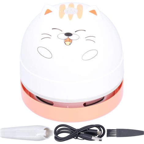 Cute Animal Design Desktop Vacuum Cleaner USB Charging Mini Dust Catcher for ChildrenCat Pattern