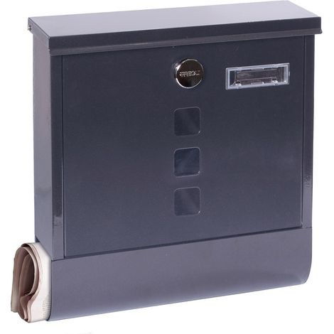 ARREGUI Chance E7005 Briefkasten aus Verzinktem Stahl mit Zeitungsrolle, Postkasten + Zeitungsbox, Größe M (DIN A4) Wandbriefkasten mit Zeitungsfach, Sichtfenstern, Namensschild, anthrazit grau