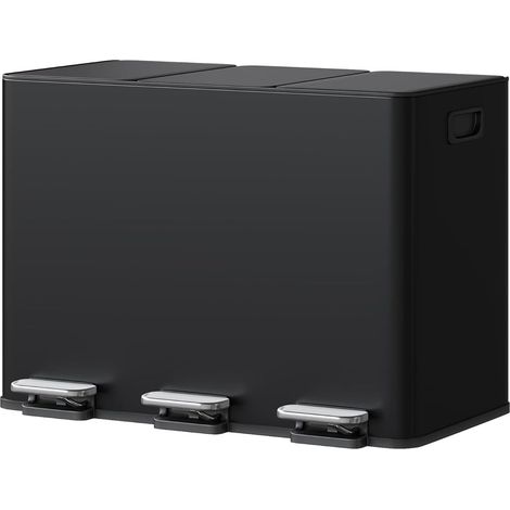 Poubelle tri sélectif 45L 3 compartiments à pédale métal