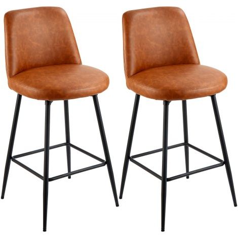 Tabouret de bar - lot de 2 - chaise de bar moderne en cuir PU (1/5)