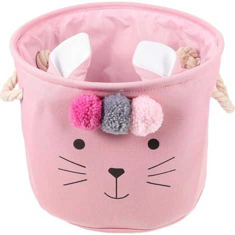 panier à linge rose en tissu au design adorable (1/5)