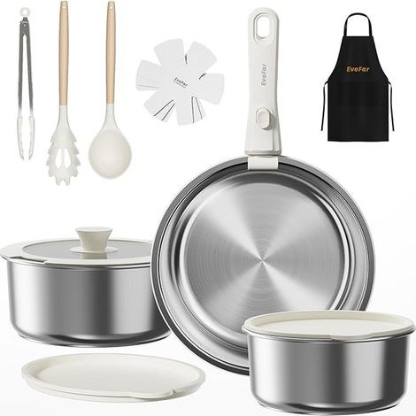 Set Casserole et Poêle Inox, Tous Feux Dont Induction (1/5)