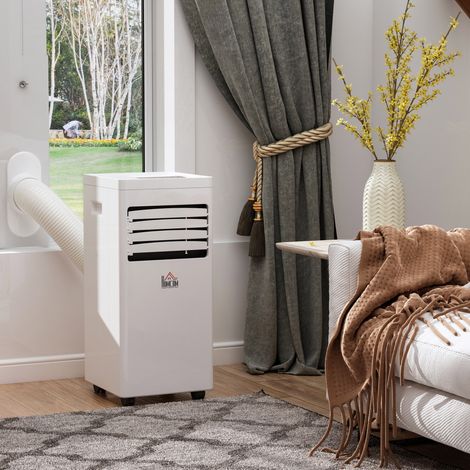 Climatiseur mobile 3-en-1 7000 BTU froid déshumidification ventilation télécommande minuterie 24h 10-26m², blanche