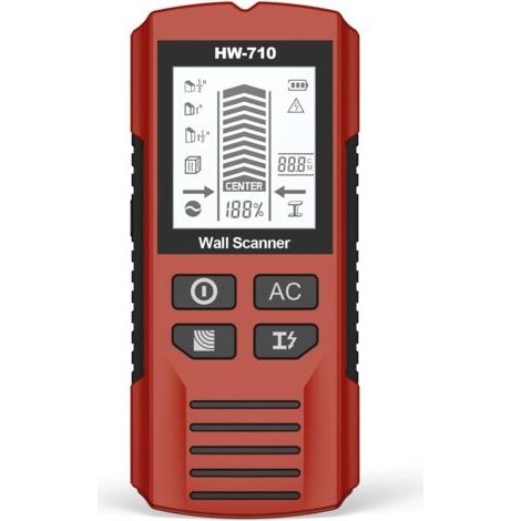 Wall Scanner 5-in-1 Upgraded Chip -Wall Detector Detect Wood/Metal/AC Wire/Pipe, Wire finder LCD Display & Audio Alarm for Edge/Center Precision, Red Inferno(Without 9V Batteries) (1/5)