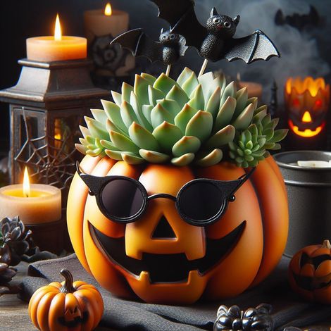 Pot À Plantes Citrouille - Pot À Plantes Crâne - Décoration Halloween Bureau Fenêtre Intérieur - 1 Pièce (1/5)