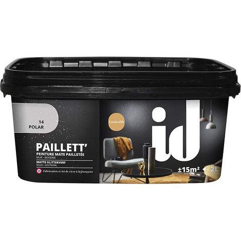 Peinture murale à effets pailleté 2l polar – Aspect mat – Compatible pièces humides – Lessivable – Fabrication française – Id Paris