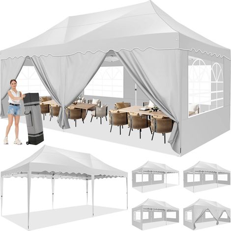 Gazebo Pieghevole da Giardino da 3x6m . Gazebo Impermeabile Pop Up con 6 Pannelli Laterali. Tendone da Esterno. Altezza Regolabile. Protezione UV 50+. and acqua, Barnum pieghevole per matrimoni, picni (1/5)