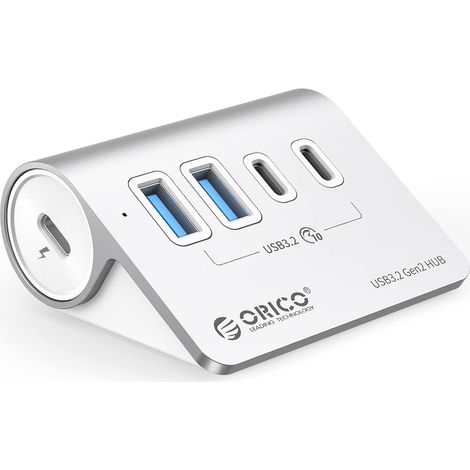 Hub USB C , Hub USB 10 Gbps avec 2 Ports USB A, 2 Ports USB C, répartiteur USB en Aluminium avec câble USB C de 0,5 m et Adaptateur USB A, Port d'alimentation de Type C pour Macbook, Macbook Pro (1/5)