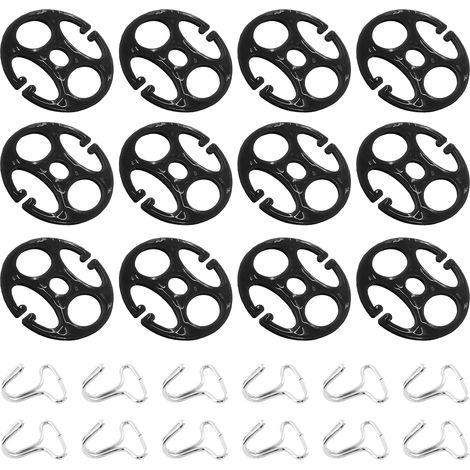 24 Metallhaken für Autositzbezüge in Form einer Pflaumenblüte, 12 Kunststoffclips für Autositzbezüge und ein Set aus 12 Metallhaken und -clips zur Befestigung von Autositzen (schwarz).
