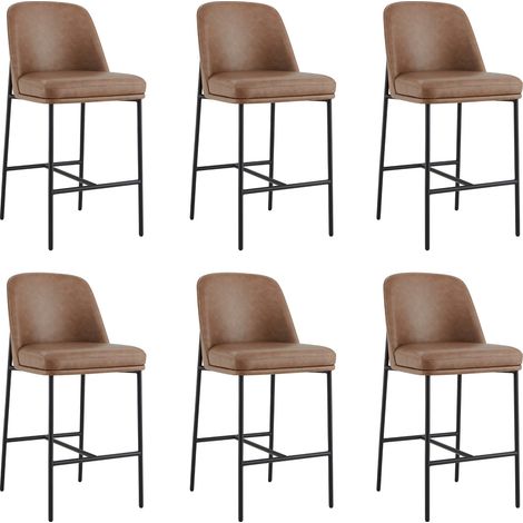 Lot de 6 Tabouret de Bar,en PU, avec Dossier et Repose-Pieds, Hauteur 97 cm, pour Bars et Cuisine