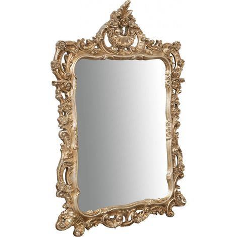 Biscottini Miroir Salle de Bain Cadre Baroque 108x8x72 cm Miroir Mural Vintage Grand Miroir Mural argenté avec Structure en Bois (1/5)