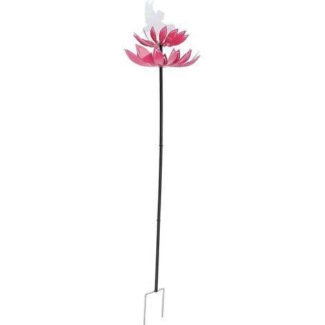 Dekorative Windmühle mit Metallpfahl und Feenblumen-Skulptur für den Außenbereich – ideal für Garten und Hof (1/5)