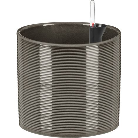 Scheurich Wateringsystem 23. pot de fleurs avec indicateur d'arrosage/indicateur d'arrosage/système d'arrosage en céramique couleur : Glass Grey incl. Wateringsystem. 23 cm de diamètre. 21 cm de haute