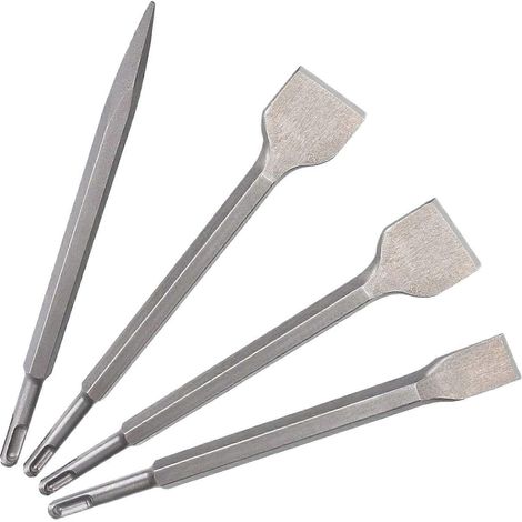 CertBuy Coffret de 6 forets SDS Max pour béton - Forets pour marteau perforateur comprenant burins pointus, plats et à décaper (1/5)