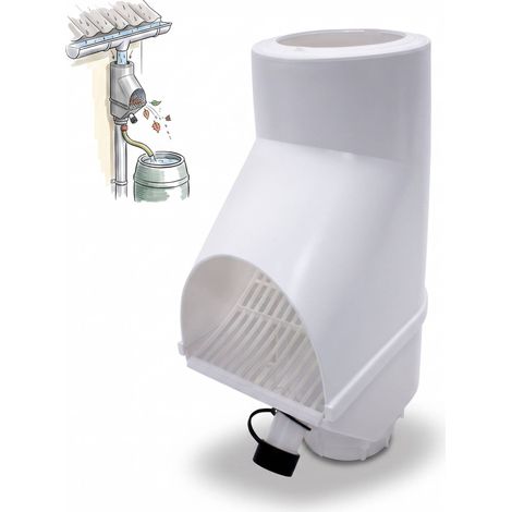 Jardinion Regenwasserfilter, Fallrohr Laubabscheider, 30,5 x 12 x 17,5 cm Regenwassersammler für Fallrohr DN75, DN85, DN100 - Weiß