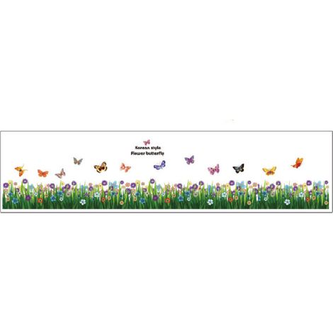 Sticker mural décoratif à motif de feuilles et de fleurs vertes pour salon ou chambre (AY701) (1/5)