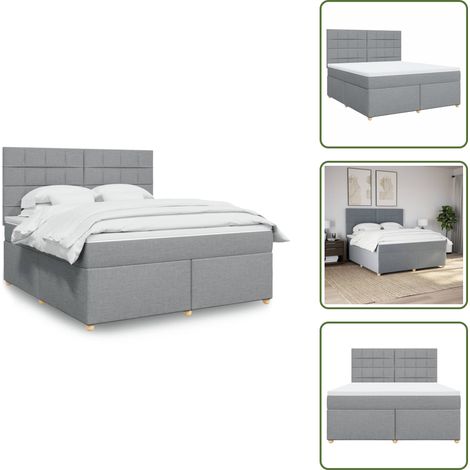 Sommier à lattes de lit avec matelas Gris clair 180x200cm Tissu - Sommier À Lattes De Lit - Sommiers À Lattes De Lit - Lit - Meuble De Chambre À Coucher (1/5)