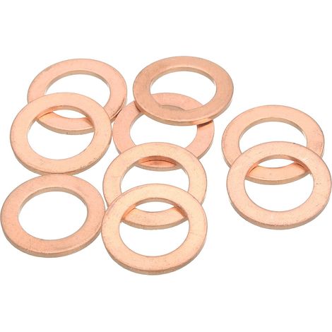 9Pcs Rondelles Métal Plates, M14 Rondelles Cuivre Joint, 14mm DI, 22mm DE, 1.5mm D'Épaisseur D'Étanchéité Cuivre Kit Rondelles Écrasées Assortiment Pour Boulons Vis Réparation (1/5)