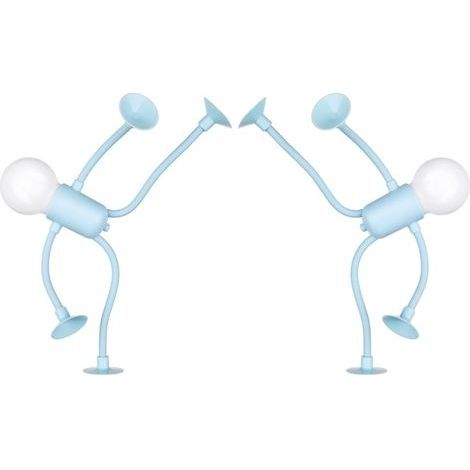 Lot de 2 veilleuses amusantes à forme changeante, mini veilleuses en forme d'ampoule, lampe de bureau pliable à ventouse, décorations de décompression, veilleuses à faire soi-même (bleu) (1/5)