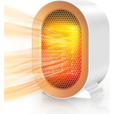 Chauffage électrique d'appoint, radiateur électrique 800/1200 W, mini radiateur soufflant en céramique, protection contre la surchauffe et le basculement, 2 modes de chauffage, convient aux salles de