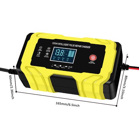 Chargeur de réparation d'impulsions intelligent 12 V 24 V 180 W avec écran LCD Protection multiple/boîtier ignifuge AGM GEL EFB WET Batterie de voiture de moto au plomb ne convient pas aux batteries a (1/5)