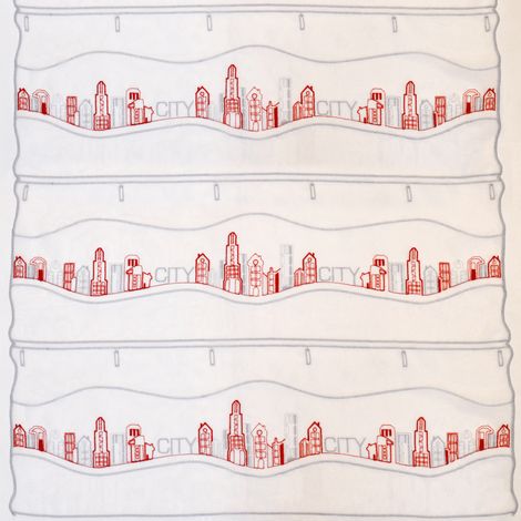 Modulable motif bâtiments de ville Rouge 70x120 cm