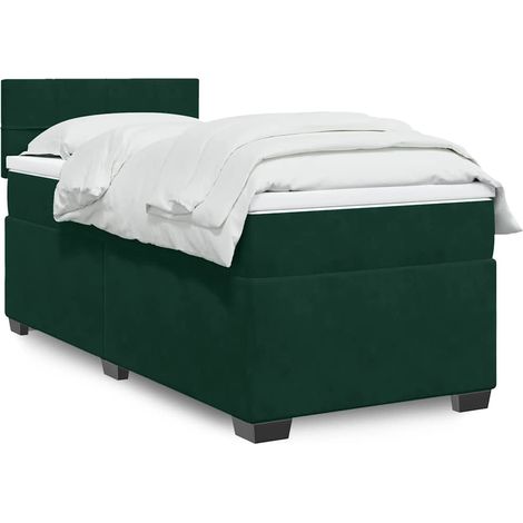 Boxspringbett mit Matratze Dunkelgrün 90x190 cm Samt