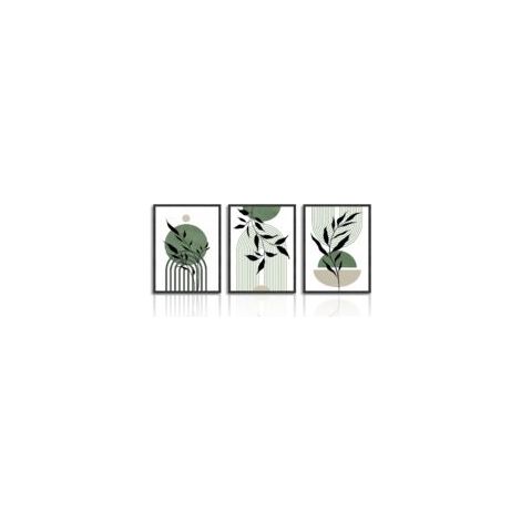 Art Mural Boho Vert Sauge, Tableau Décoration Murale Minimaliste Abstraite Géométrique Botanique, Affiche Moderne pour Salon Chambre Salle de Bain 30x40 cm Sans Cadre, Lot de 3 (1/5)