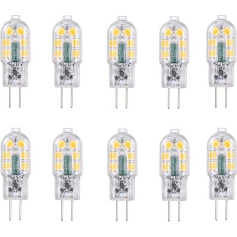 Ampoule LED G4 2W, 20W Ampoules Halogènes équivalentes, Blanc froid 6000k,200Lm,12x SMD,12V AC/DC-Pack de 10