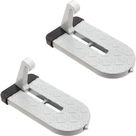 Car Assist Pedal, 2Pcs White Foldable Door Steps Aluminum Alloy Fit for SUV RV Jeep Auto Accessories
