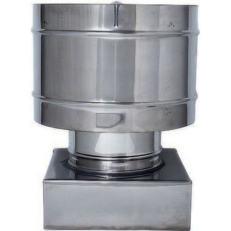 Chapeau de Chemin�e en Acier Inox AISI 304 Base Carr�e 42 x 42 cm avec Disque Anti-Pluie Brillant