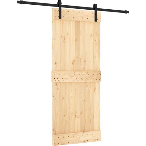Porte coulissante Naturel et noir 85 x 210 cm vidaXL (1/5)
