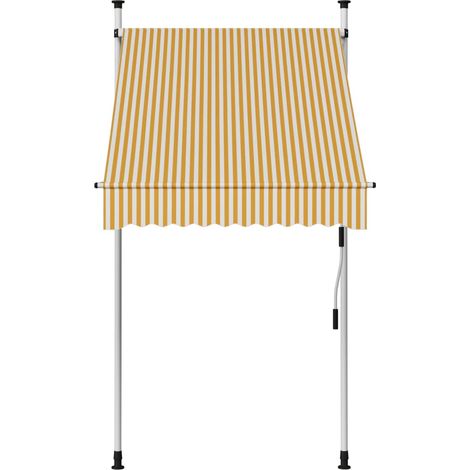 Auvent Marquise rétractable manuel, Store Banne pour Jardin Balcon Terrasse, 100 cm Rayures oranges et blanches OIB9695E (1/5)