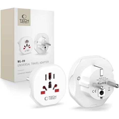 Tech-Protect Universal-Reiseadapter aus der EU, weiß (1/5)
