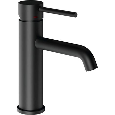 Rubinetto lavabo monocomando jazz ottone montaggio rapido nero opaco e piletta (1/5)