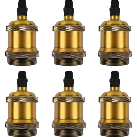 6er-Pack – E27 Vintage – Aluminium Lampenfassung – Retro Edison-Fassung für Decken- & Wandlampen DIY