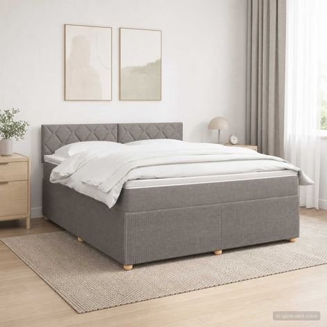 Cama box spring con colchón con cabecera Topo 160 x 200 cm Tela (1/5)