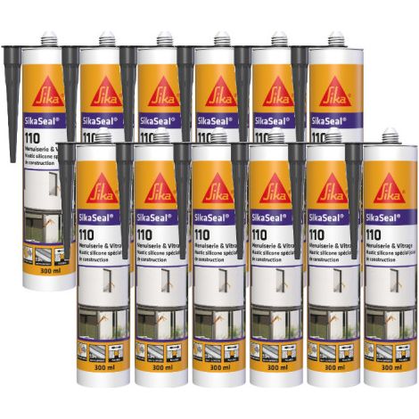 Set di 12 sigillanti siliconici per giunti di carpenteria - SIKA SikaSeal 109 Carpenteria - Antracite - 300ml