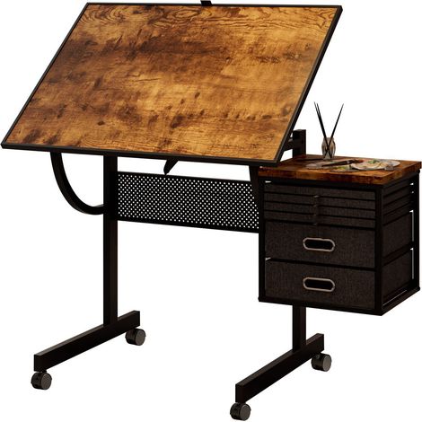 Tavolo per puzzle regolabile 1500 pezzi in MDF e metallo nero con 4 vassoi e 2 cassetti (1/5)