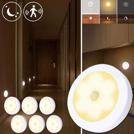 Lot de lampes LED carrées ultra-lumineuses pour meubles sous-meubles, avec détecteur de mouvement PIR et capteur crépusculaire, blanc chaud.