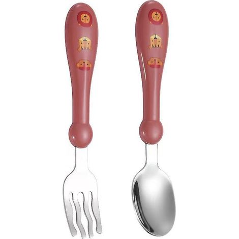 cuillre Pour Enfants En Deux Parties En Acier Inoxydable, Cuillre De Formation Pour Complments Alimentaires Pour Bbs Et Vaisselle De Fourchette De (1/5)