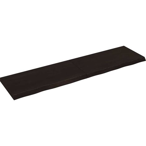 Wandregal Dunkelbraun 200x50x(2-6)cm Massivholz Eiche Behandelt