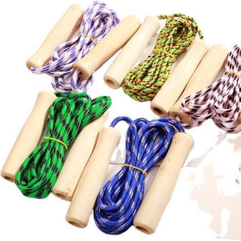 Corde à sauter - - 2pcs de 2,4m - Manche en bois - Livraison aléatoire de couleur (1/4)