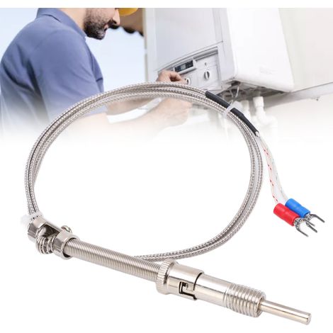 K-Typ BERM Federthermoelement-Temperatursensor mit abgeschirmtem Temperaturmessdraht, 1 m Sonde für Temperaturregler. (1/5)