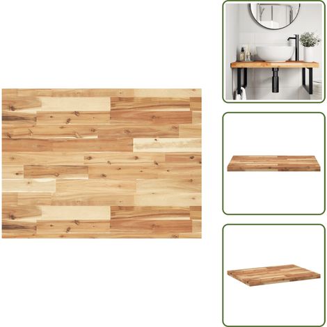 The Living Store Dessus de meuble de salle de bain finition à l'huile 100x60x4cm - Comptoir en bois d'acacia (1/5)