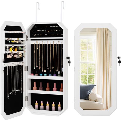 COSTWAY Armoire à Bijoux Murale avec Miroir (1/5)