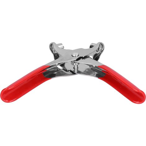 Ösenzange, verchromter Kunststoff-Tauchgriff, 15 cm, rot, mit 100 Nieten (1/5)